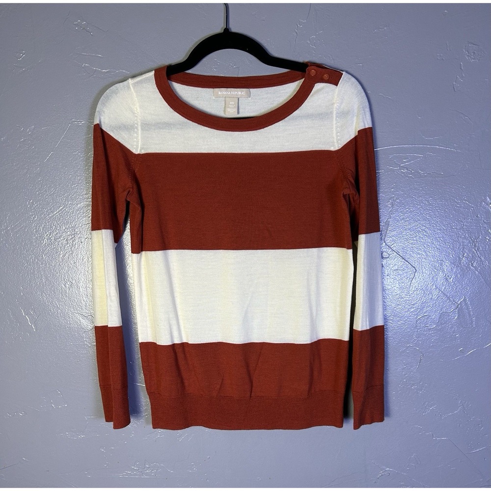 Banana Republic Women's 100 % Extra Merino Wool Sweater Pullover Stripes Sz XS.